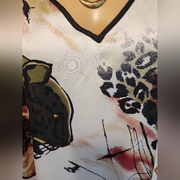 Bisou Bisou One Shoulder Animal Print Blouse - Picture 6 of 9